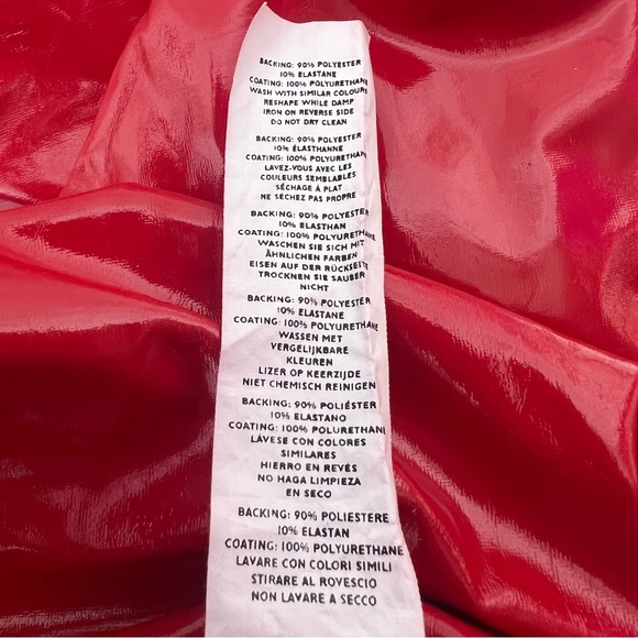 Boohoo skirt wet look faux leather red sexy fire engine red tight bodycon mini - Picture 7 of 8